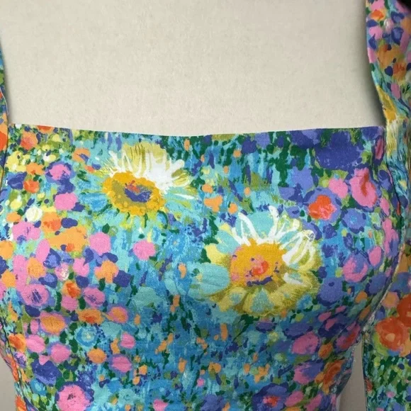 Show Me Your Mumu Claire Mini Dress Painterly Petals Print Small Resortwear Boho - Picture 5 of 13